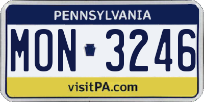 PA license plate MON3246