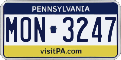 PA license plate MON3247