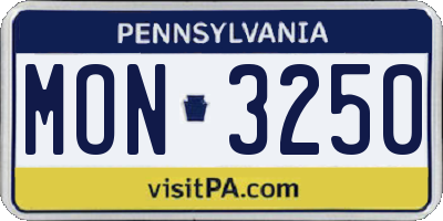 PA license plate MON3250