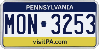 PA license plate MON3253