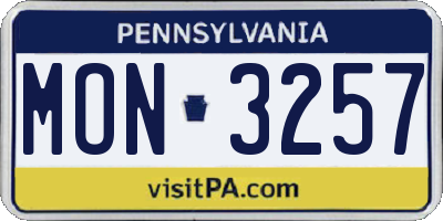 PA license plate MON3257