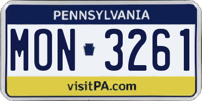 PA license plate MON3261