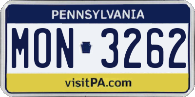 PA license plate MON3262