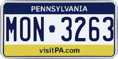 PA license plate MON3263