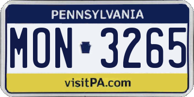 PA license plate MON3265