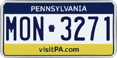 PA license plate MON3271