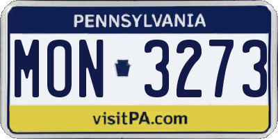 PA license plate MON3273