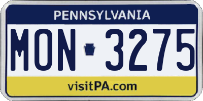 PA license plate MON3275