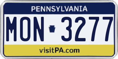 PA license plate MON3277