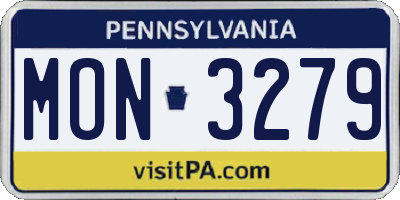 PA license plate MON3279
