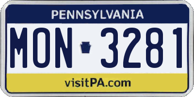 PA license plate MON3281