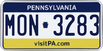 PA license plate MON3283