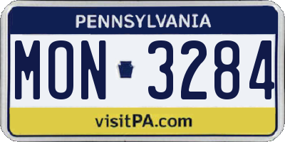 PA license plate MON3284