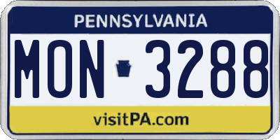 PA license plate MON3288