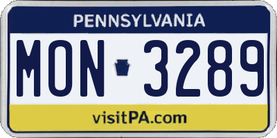 PA license plate MON3289