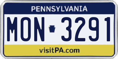 PA license plate MON3291