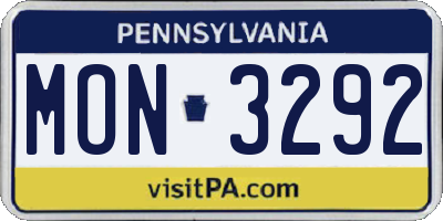 PA license plate MON3292