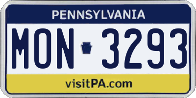 PA license plate MON3293