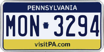 PA license plate MON3294