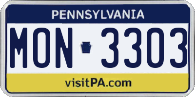 PA license plate MON3303