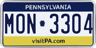 PA license plate MON3304