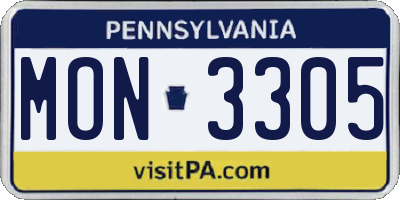 PA license plate MON3305