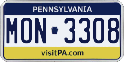 PA license plate MON3308