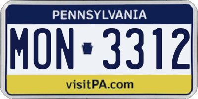 PA license plate MON3312