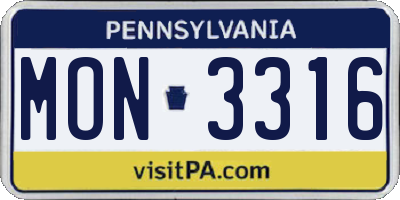 PA license plate MON3316