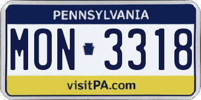 PA license plate MON3318