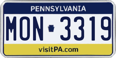 PA license plate MON3319