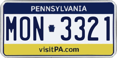PA license plate MON3321