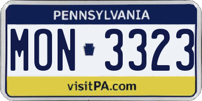 PA license plate MON3323