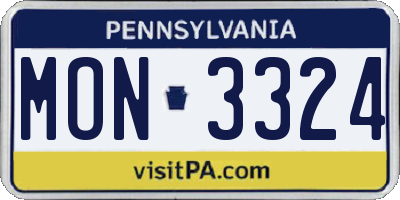 PA license plate MON3324