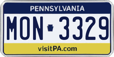 PA license plate MON3329