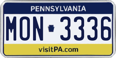 PA license plate MON3336