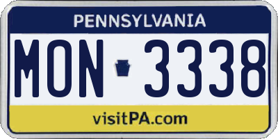 PA license plate MON3338