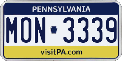 PA license plate MON3339