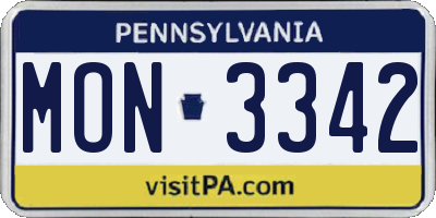 PA license plate MON3342