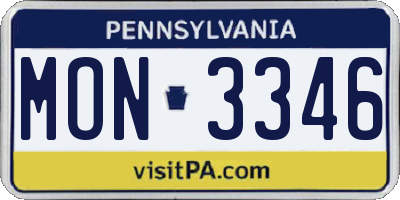 PA license plate MON3346
