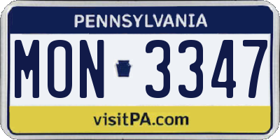 PA license plate MON3347
