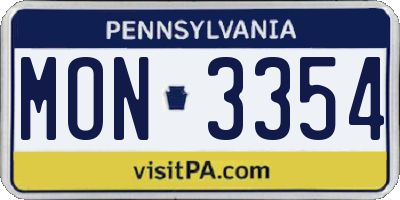 PA license plate MON3354