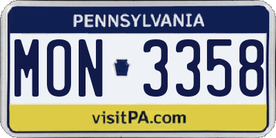 PA license plate MON3358