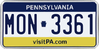 PA license plate MON3361
