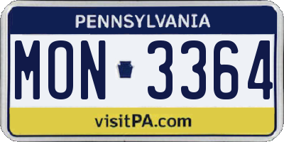 PA license plate MON3364