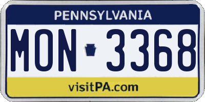 PA license plate MON3368
