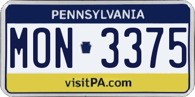PA license plate MON3375