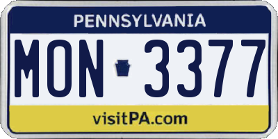 PA license plate MON3377