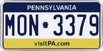 PA license plate MON3379