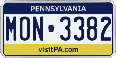 PA license plate MON3382